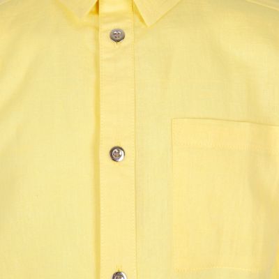 Boys yellow linen short sleeve shirt